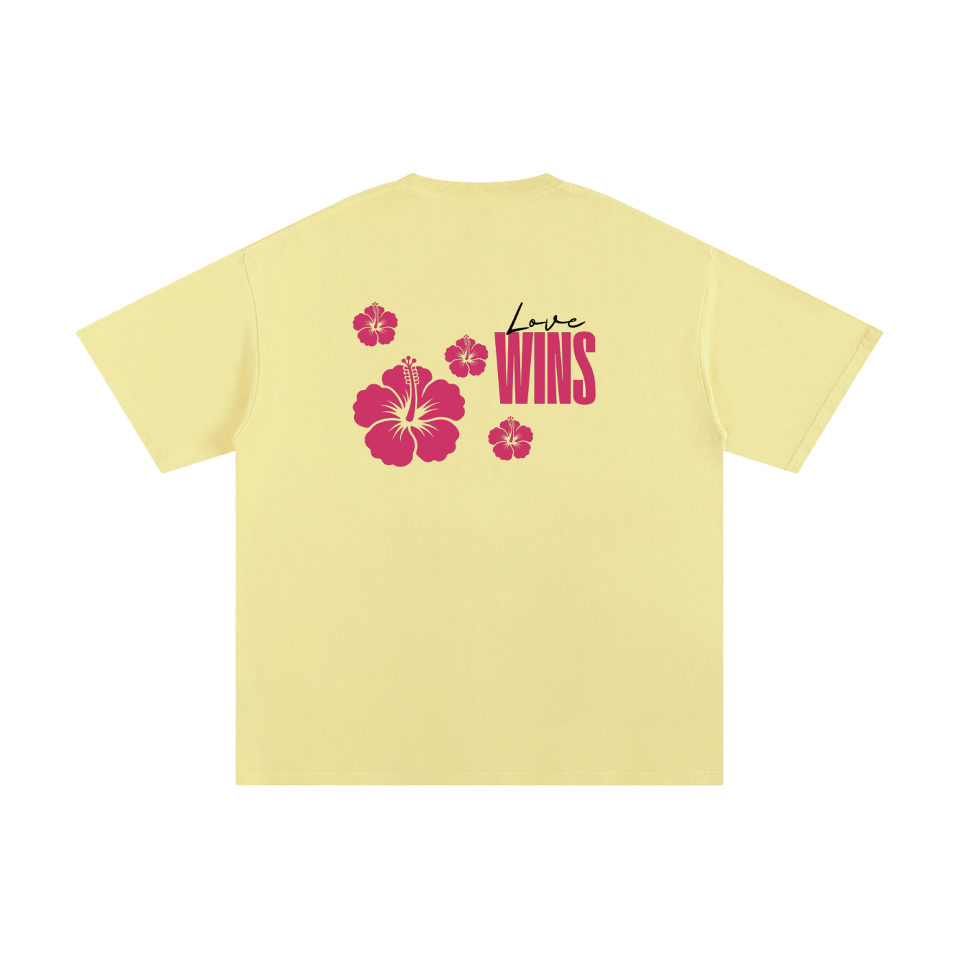 Love Wins Tee — Black Lettering - Back - Light Yellow