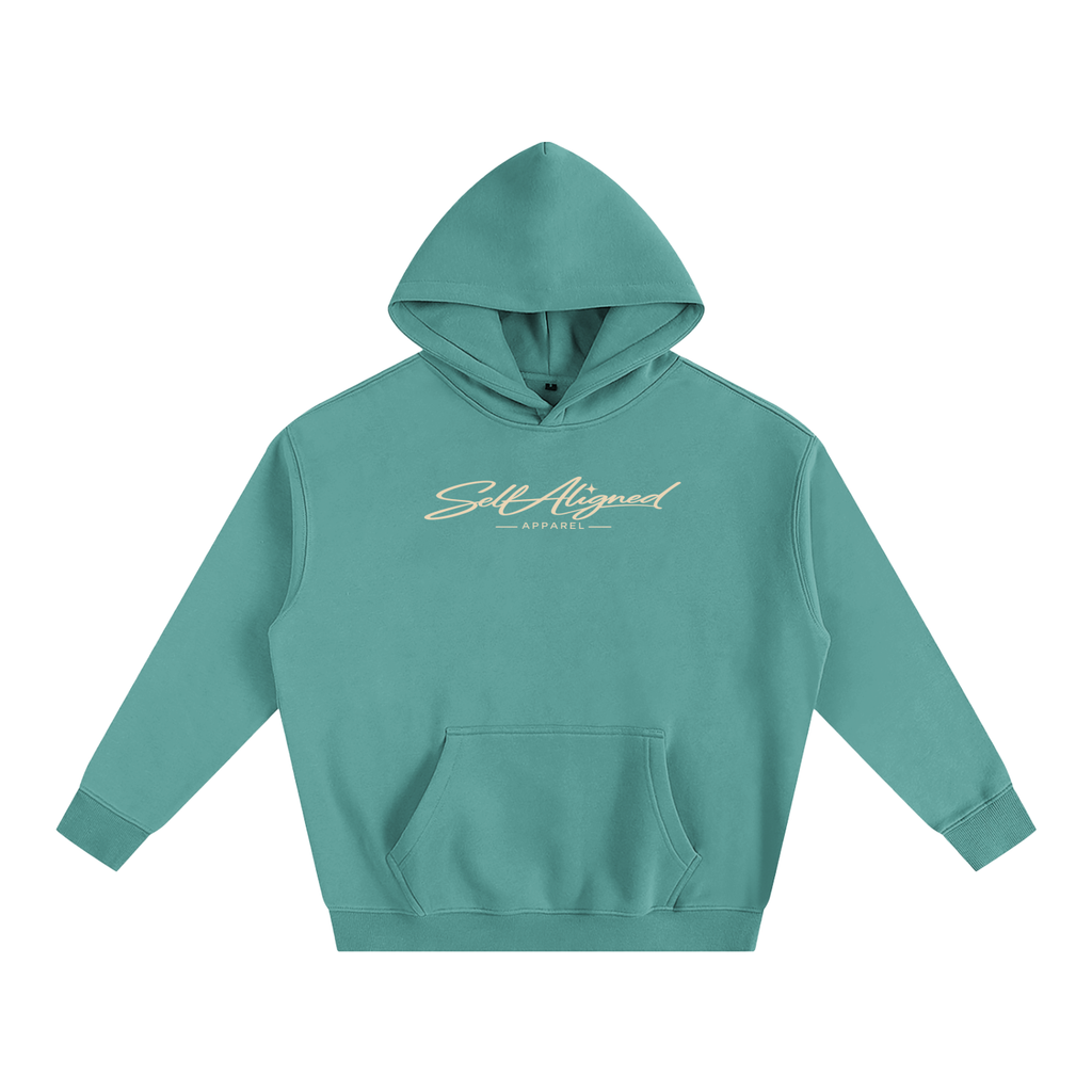 Self Aligned Script Logo Hoodie - Front - Medium Green