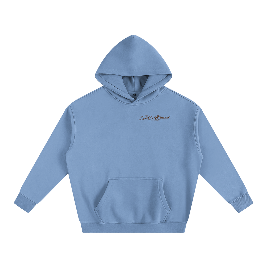Listening to Myself First Hoodie — Brown Graphic - Front - Medium Blue