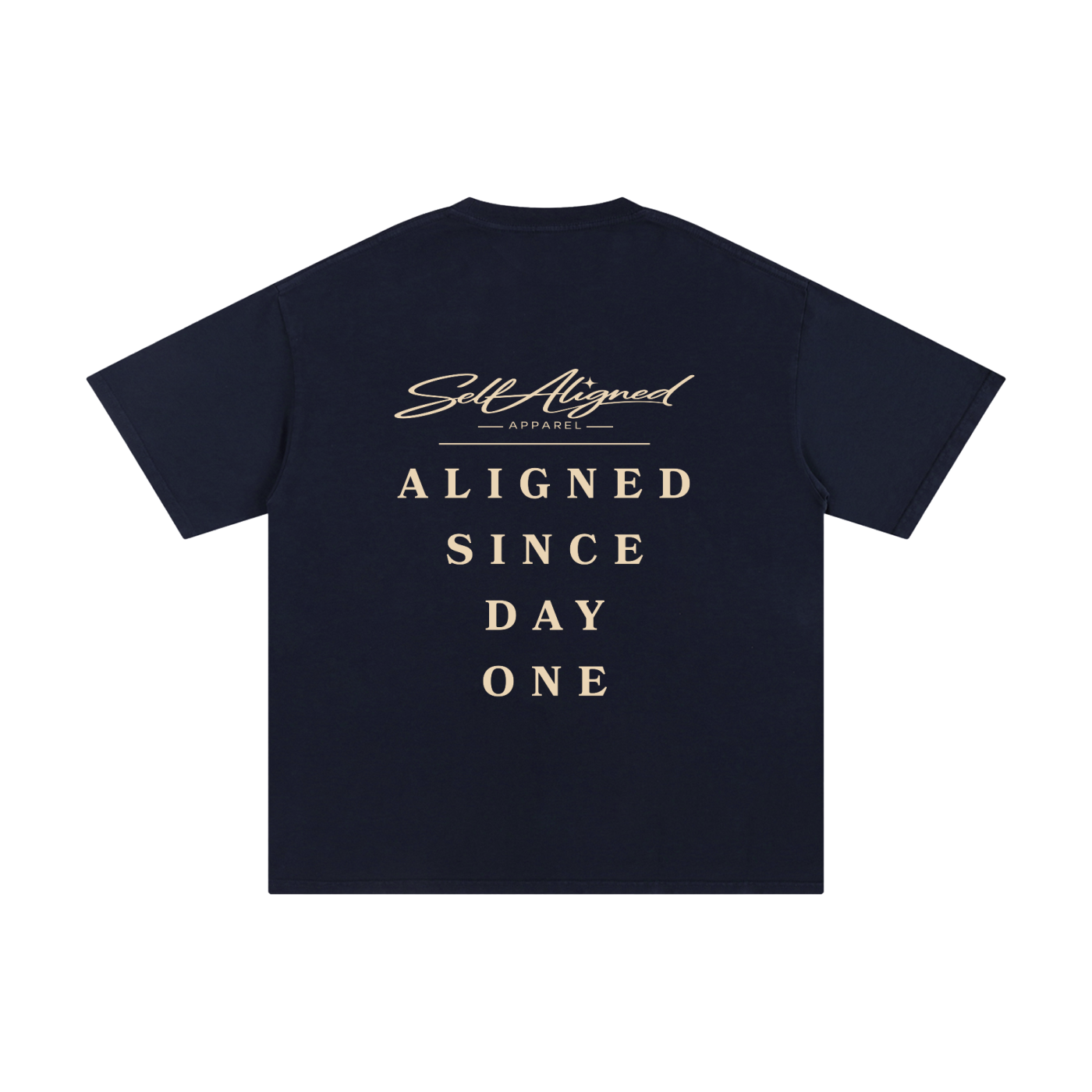 Self Aligned Apparel,Aligned Since Day One,Minimal Script Logo,Unisex Cotton Tee,Pure Cotton T-Shirt,Premium Everyday Tee,Minimalist Streetwear,Intentional Apparel,Logo Graphic Tee,Statement T-Shirt