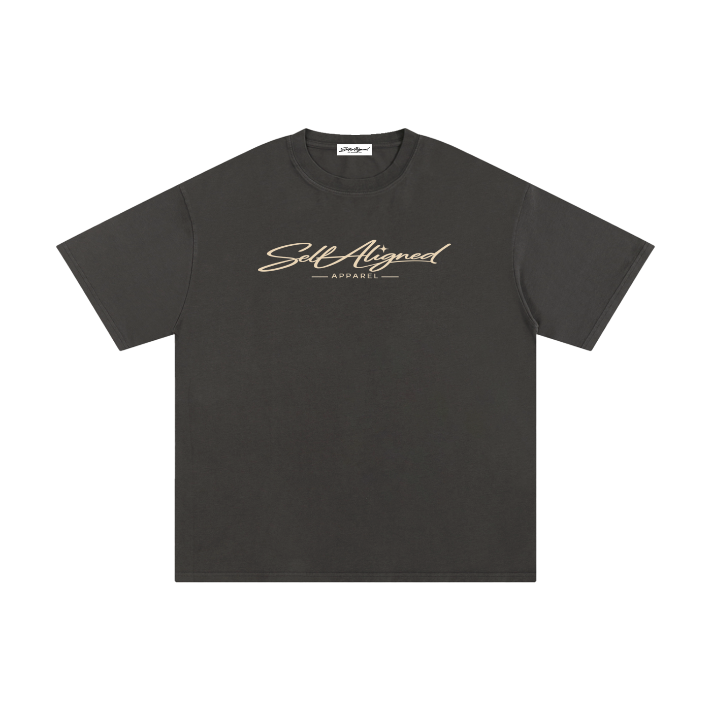 Self Aligned Apparel,Aligned Since Day One,Minimal Script Logo,Unisex Cotton Tee,Pure Cotton T-Shirt,Premium Everyday Tee,Minimalist Streetwear,Intentional Apparel,Logo Graphic Tee,Statement T-Shirt