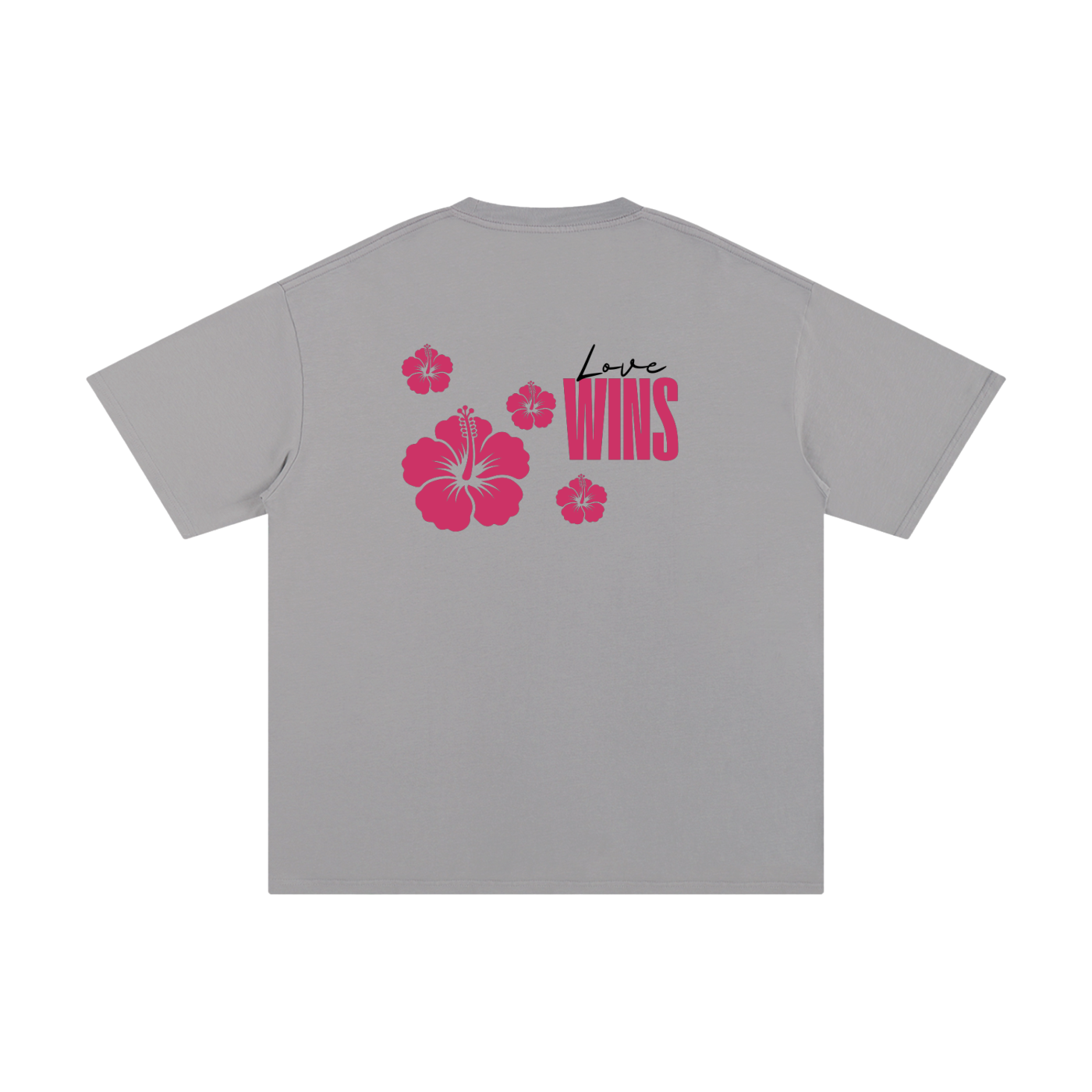 Love Wins Tee — Black Lettering - Back - Light Gray