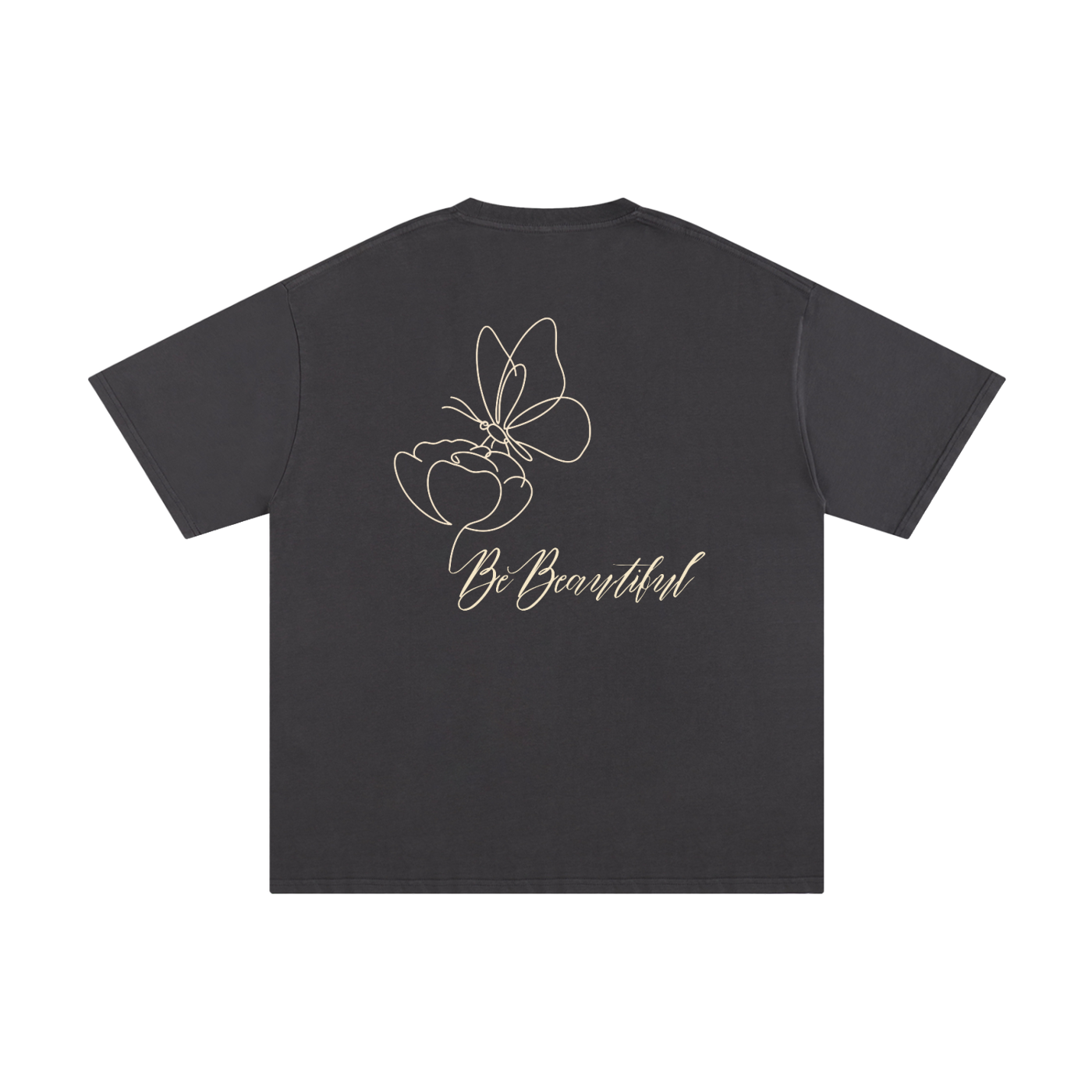 Be Beautiful Butterfly Tee - Back - Dark Gray