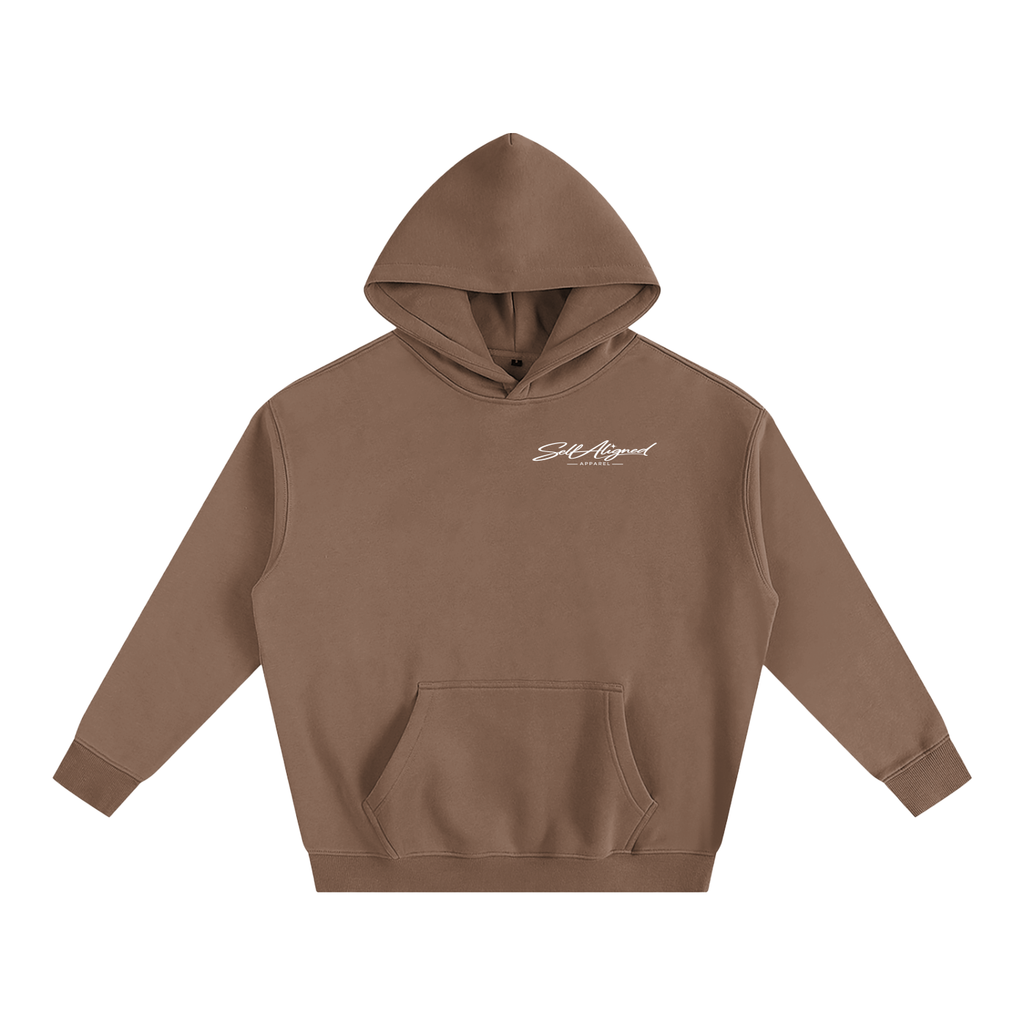 Listening to Myself First Hoodie — White Graphic - Front - Brown