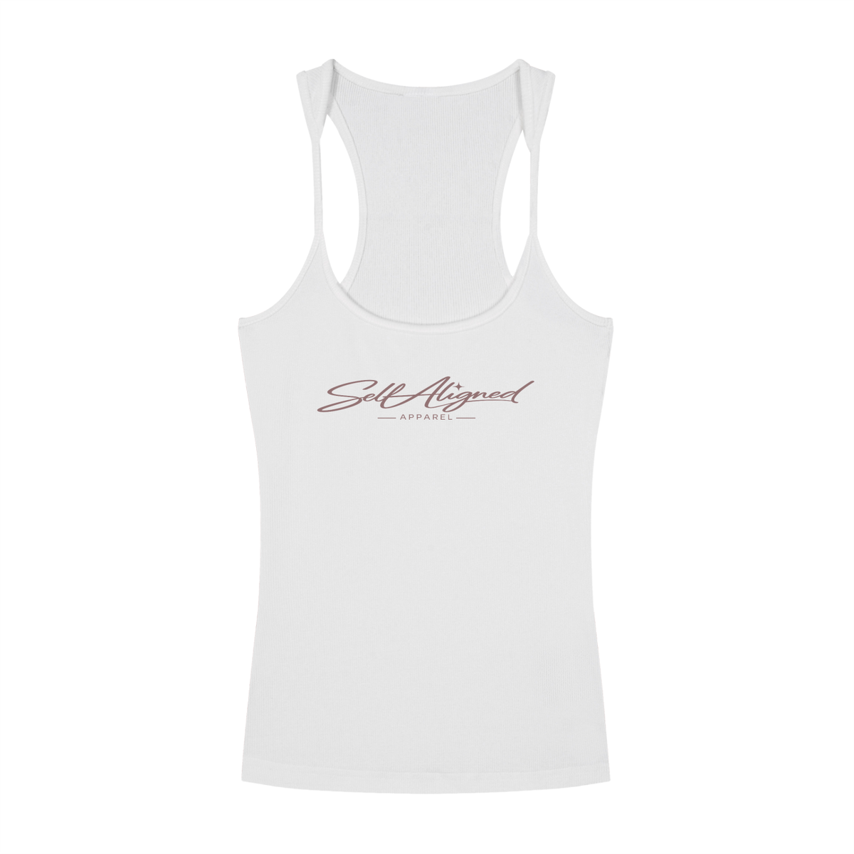 Self Aligned,Minimal Script Logo,Ribbed Tank Top,Racerback Tank,Slim Fit Tank Top,Women’s Essentials,Everyday Basics,Lifestyle Apparel,Elevated Essentials,Intentional Living