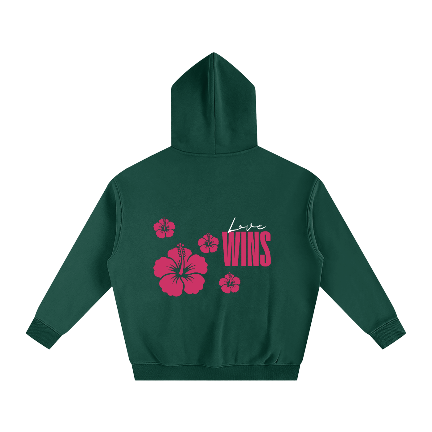 Love Wins Hoodie — White Lettering - Back - Eden Green