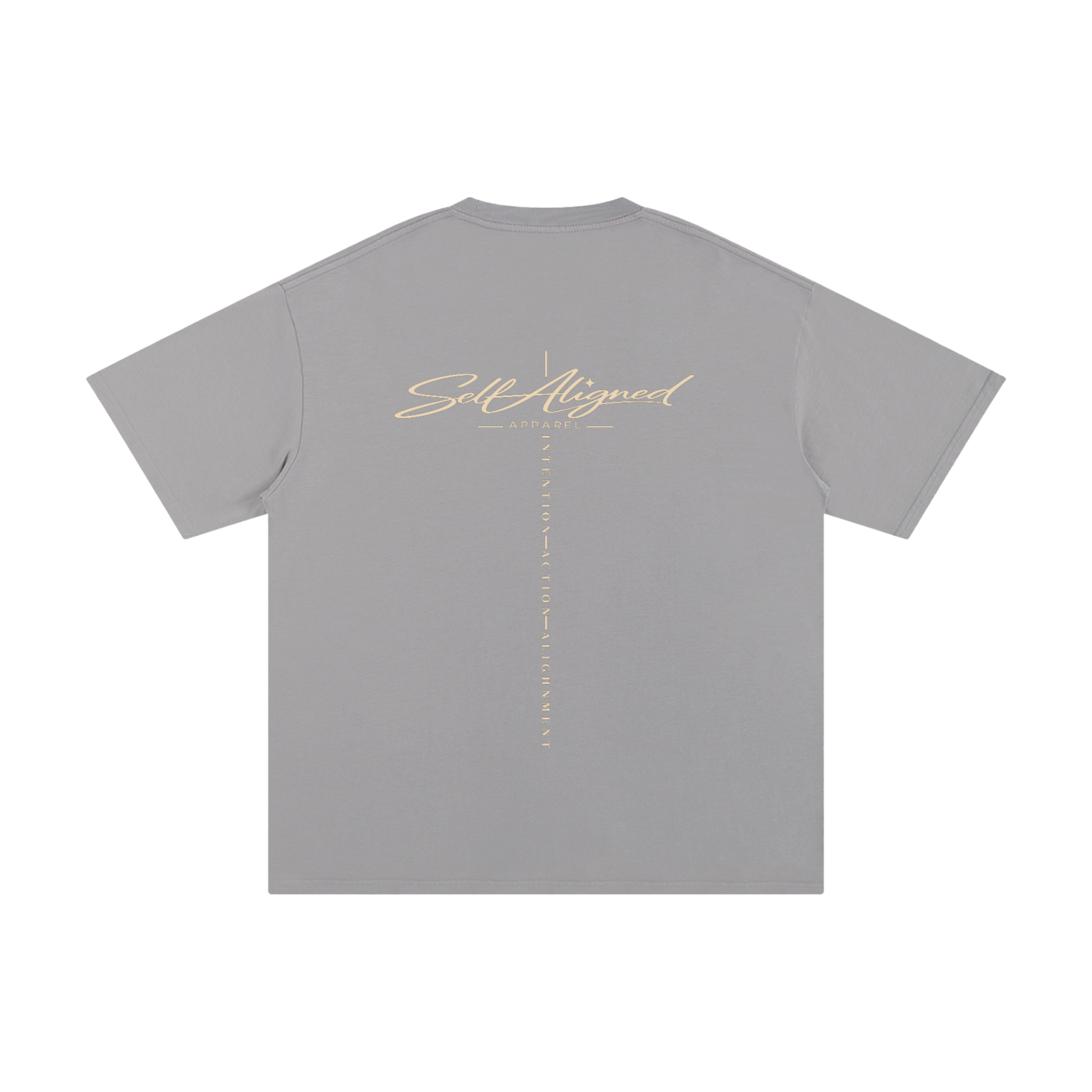 Self Aligned Script Brand Tee - Back - Light Gray
