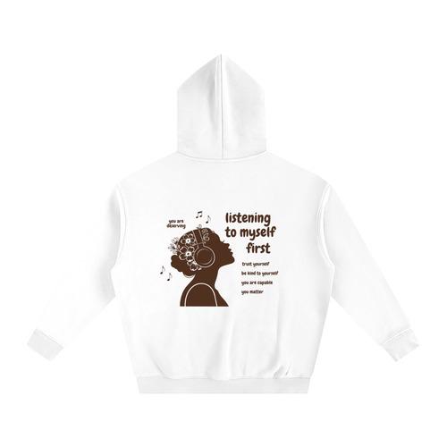 Listening to Myself First Hoodie — Brown Graphic