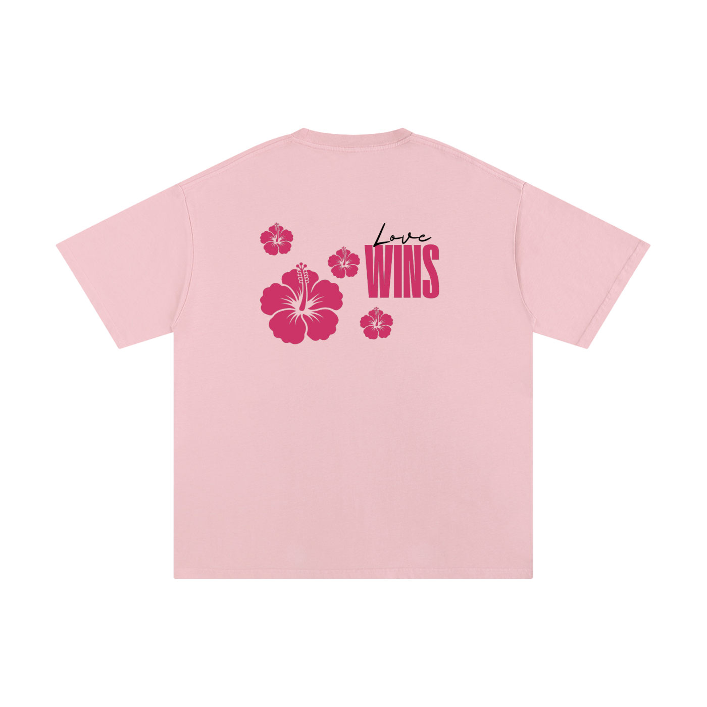 Love Wins Tee — Black Lettering - Back - Pink