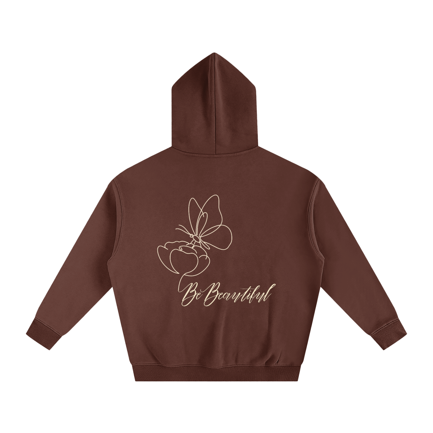 Be Beautiful Butterfly Hoodie - Back - Coffee