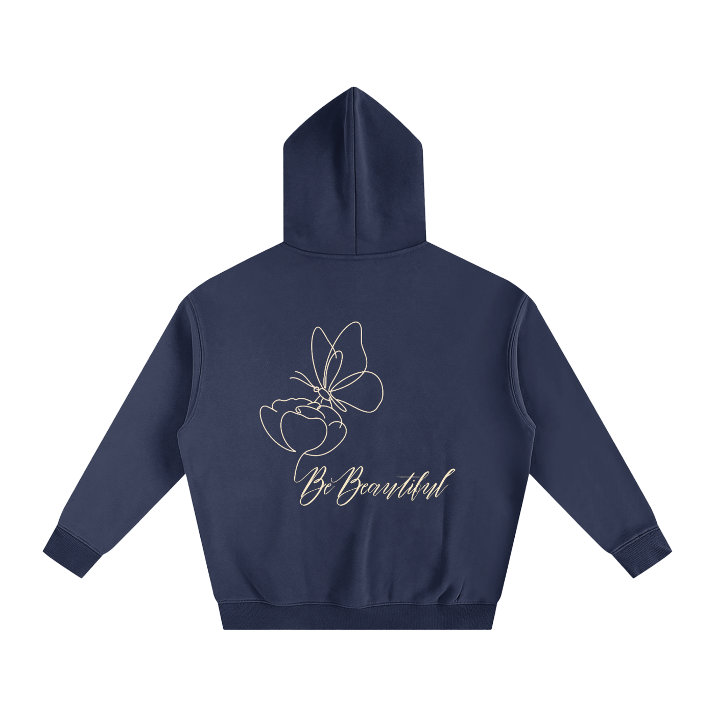 Be Beautiful Butterfly Hoodie - Back - Navy Blue