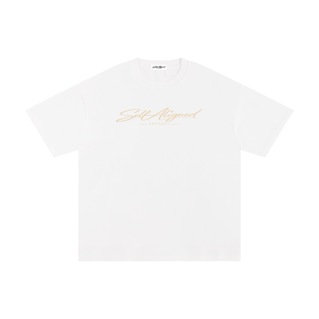 Self Aligned Apparel,Aligned Since Day One,Minimal Script Logo,Unisex Cotton Tee,Pure Cotton T-Shirt,Premium Everyday Tee,Minimalist Streetwear,Intentional Apparel,Logo Graphic Tee,Statement T-Shirt
