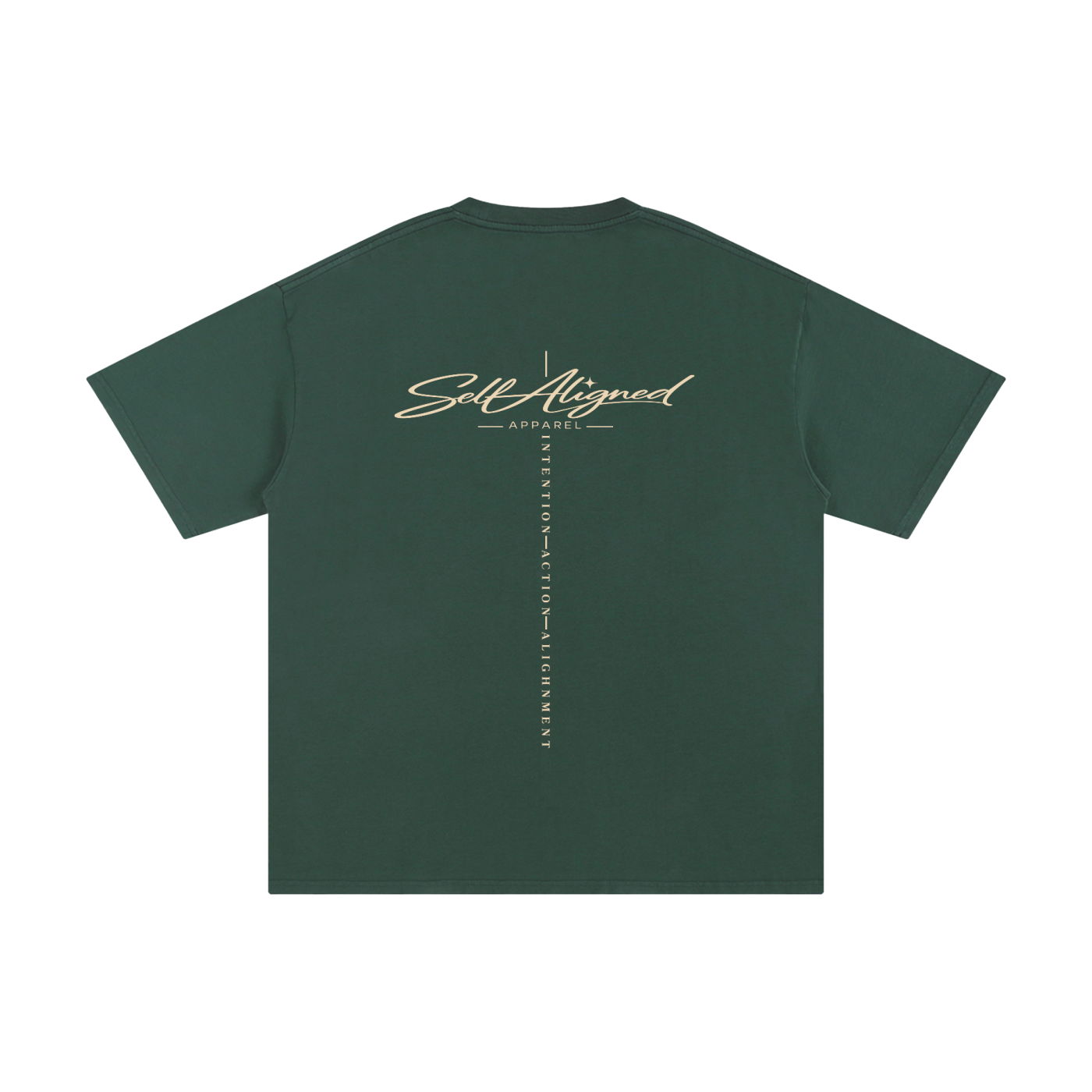 Self Aligned Script Brand Tee - Back - Forest Green