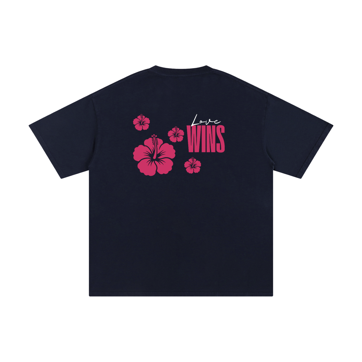 Love Wins Tee — White Lettering - Back - Navy Blue