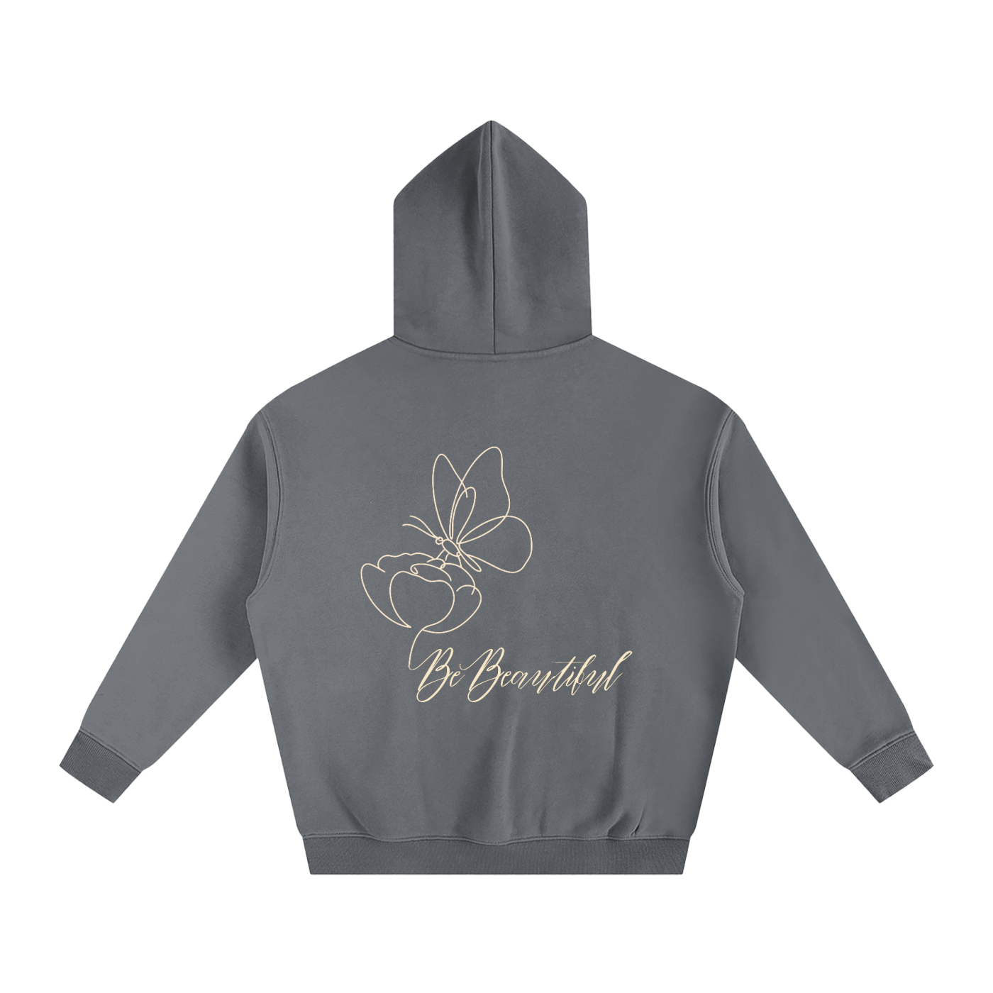 Be Beautiful Butterfly Hoodie - Back - Gray