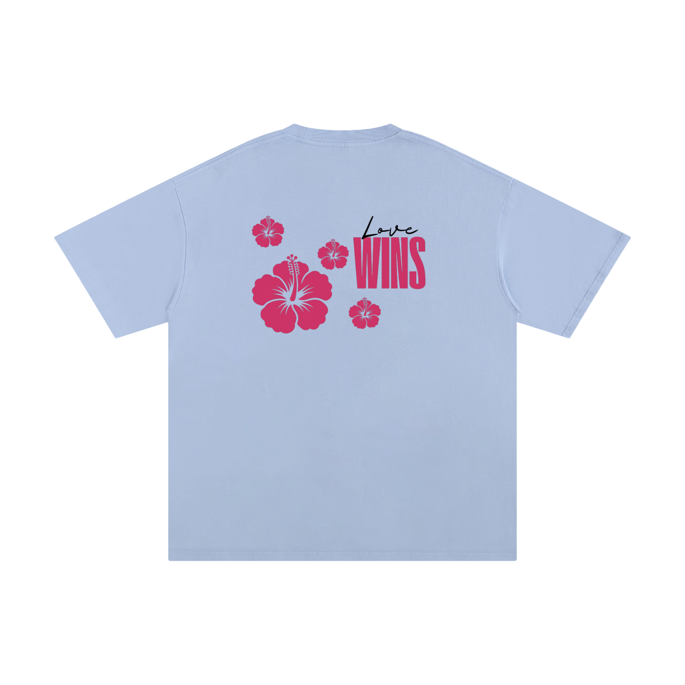 Love Wins Tee — Black Lettering - Back - Sky Blue