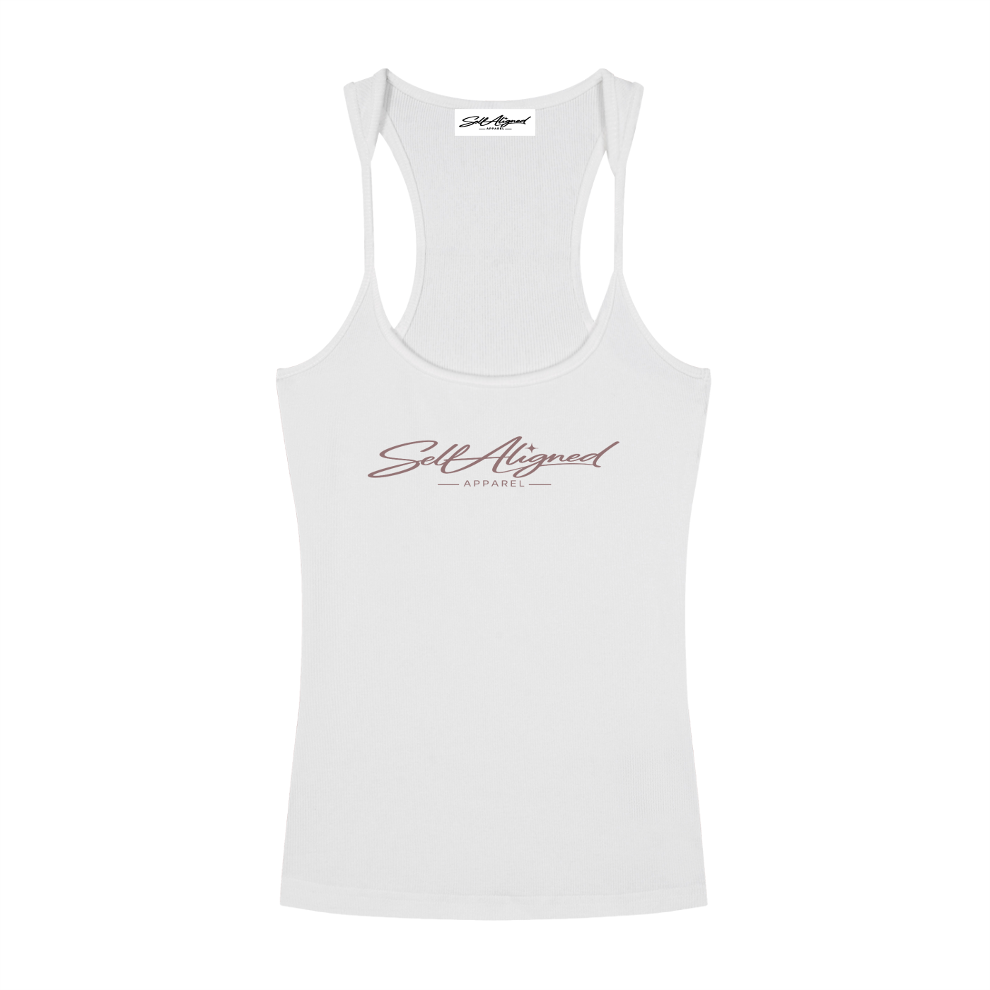 Self Aligned Ribbed Racerback Tank - Front - White