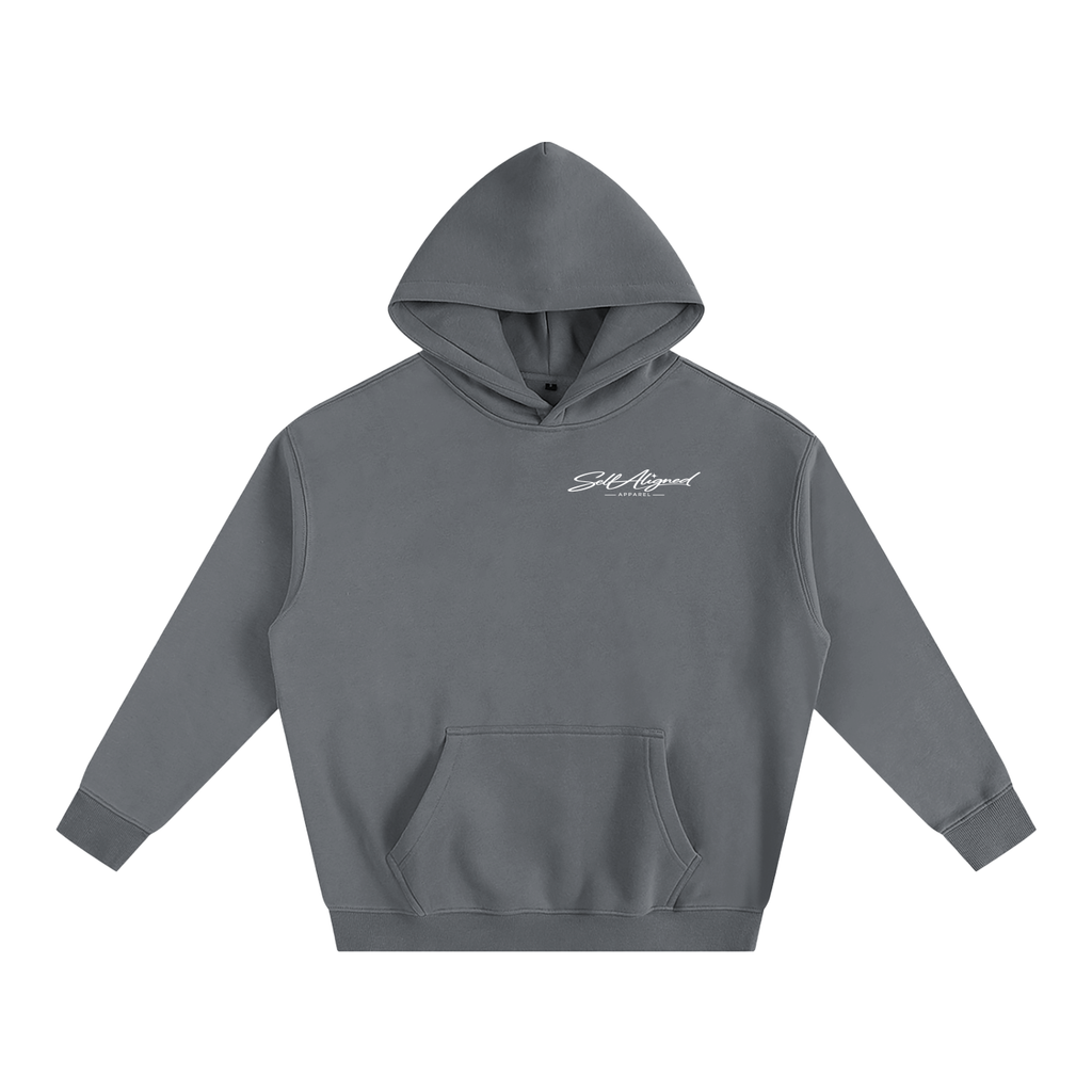 Listening to Myself First Hoodie — White Graphic - Front - Gray