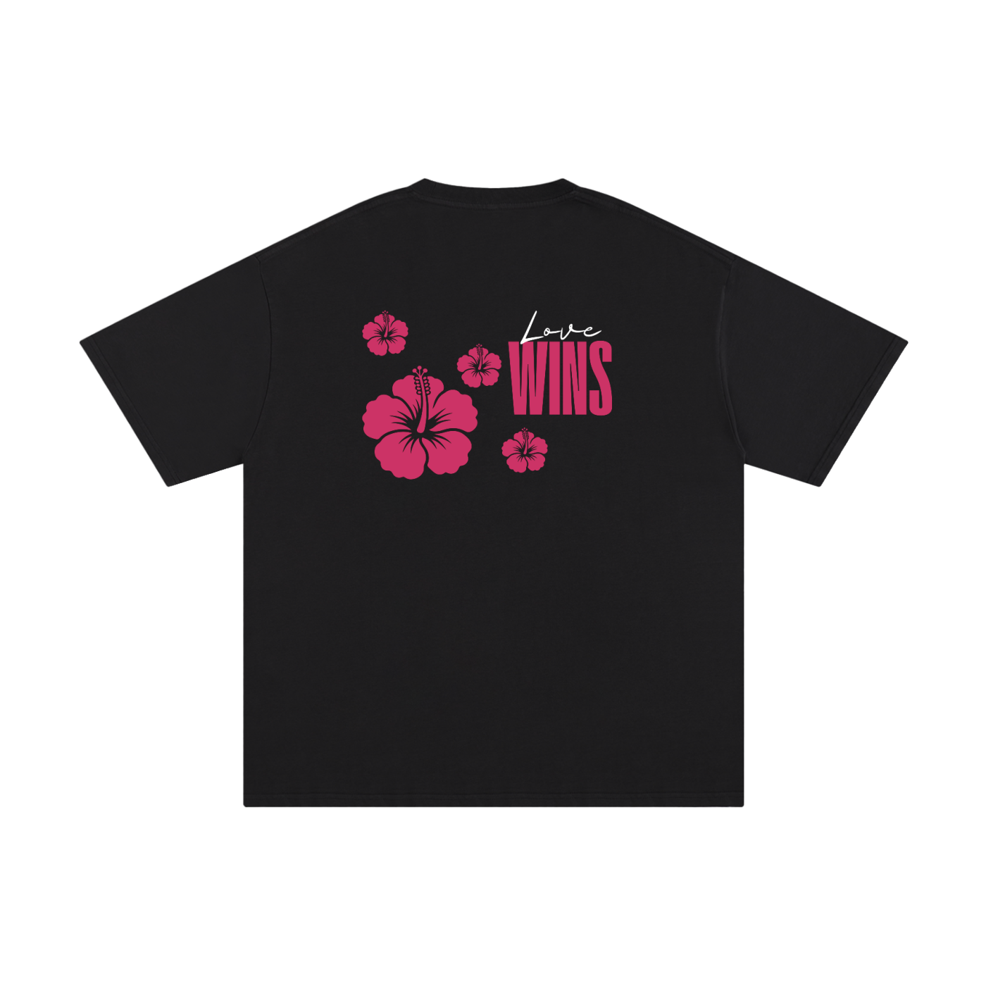 Love Wins,Hibiscus Floral Tee,Pink Floral T-Shirt,Pure Cotton T-Shirt,Inspirational Graphic Tee,Positive Message Shirt,Floral Graphic T-Shirt,Everyday Cotton Tee,Minimalist Statement Shirt,Self Love Apparel