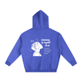 Listening to Myself First Hoodie — White Graphic - Back - Klein Blue