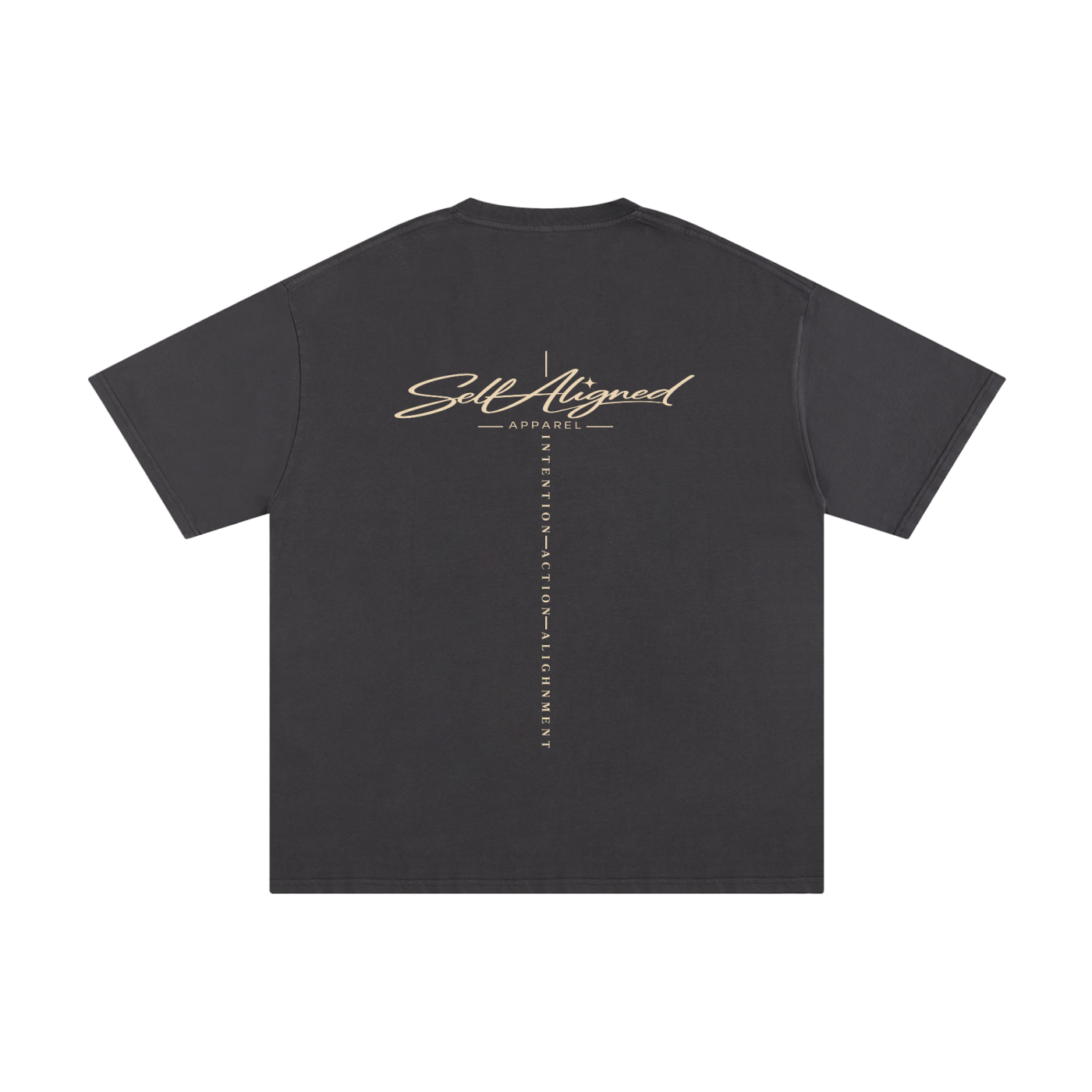 Self Aligned Script Brand Tee - Back -Dark Gray