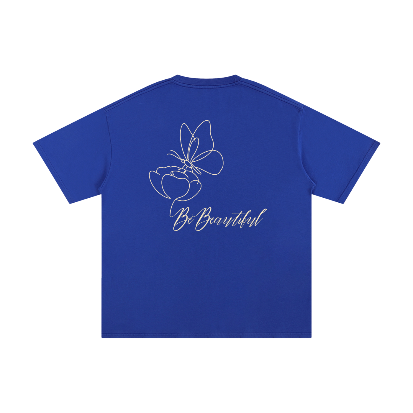 Be Beautiful Butterfly Tee - Back - Colorful Blue