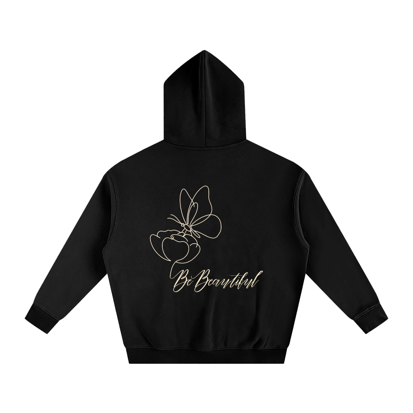 Be Beautiful Butterfly Hoodie - Back - Black