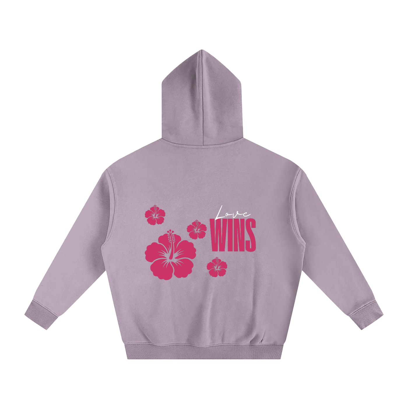 Love Wins Hoodie — White Lettering - Back - Dark Purple