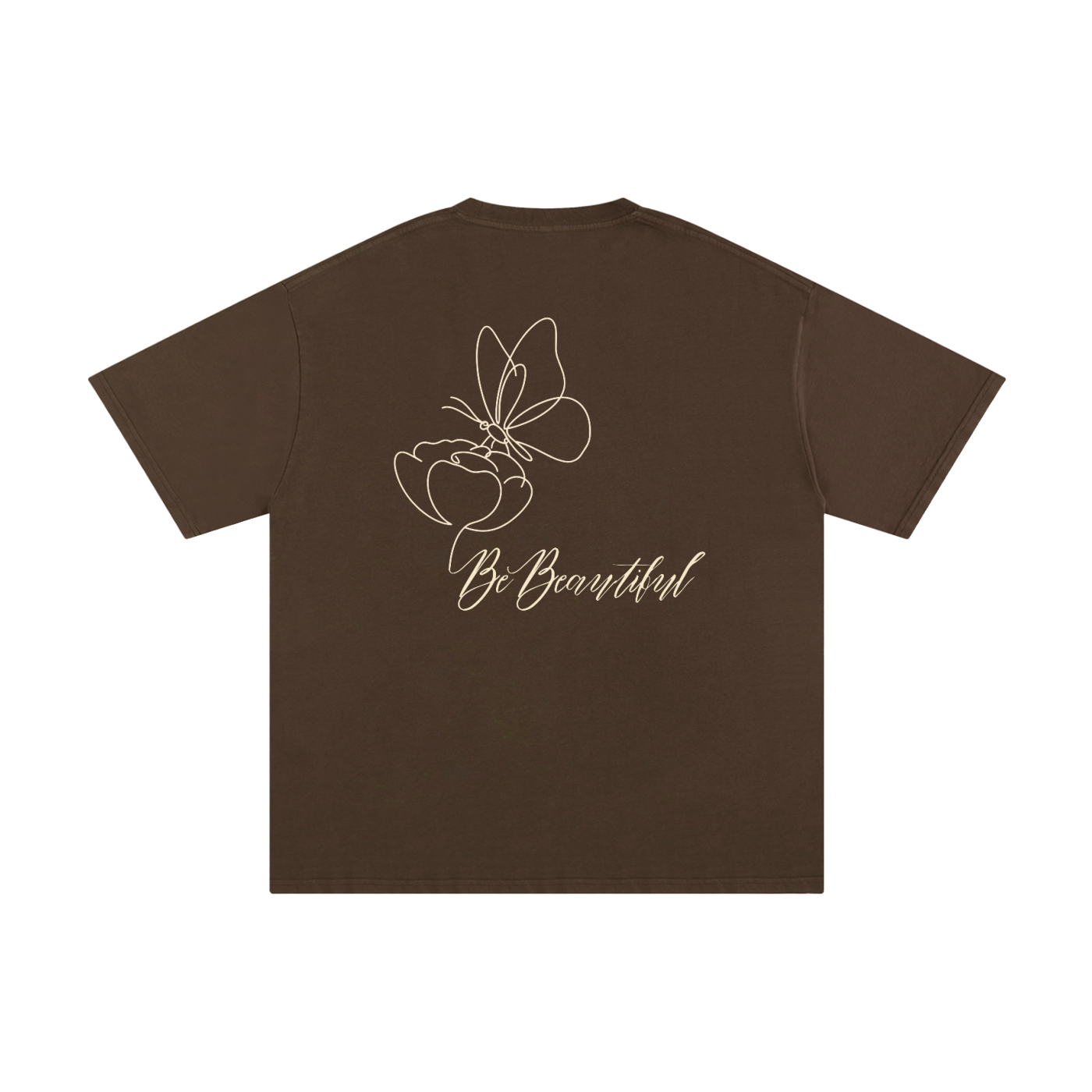 Be Beautiful Butterfly Tee - Back - Coffee