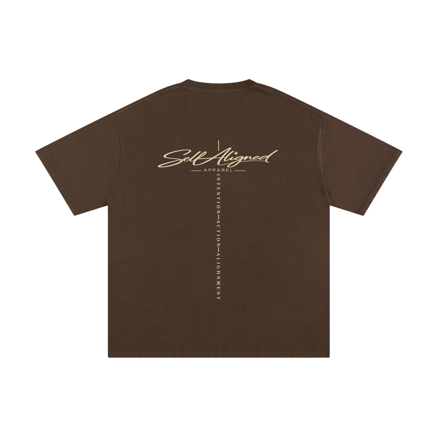 Self Aligned Script Brand Tee - Back - Coffee