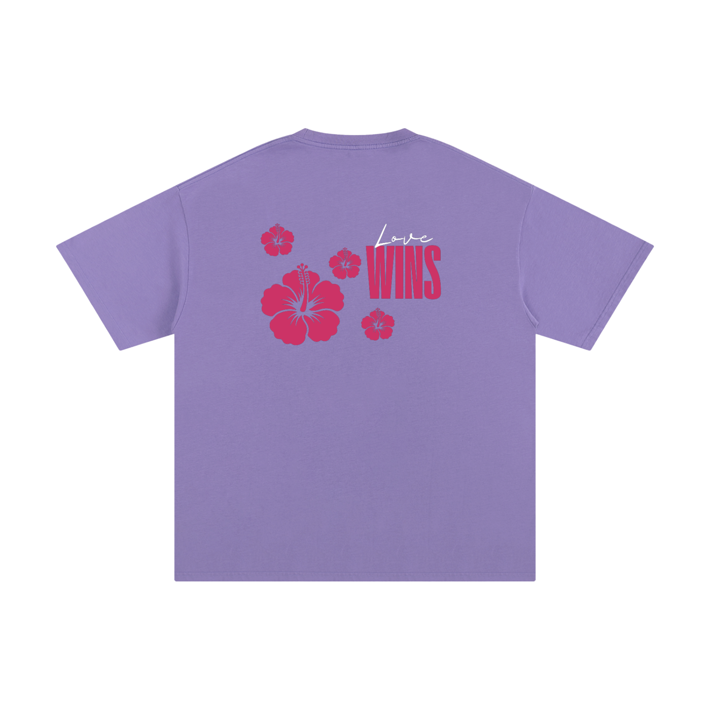 Love Wins Tee — White Lettering - Back - Paris Purple