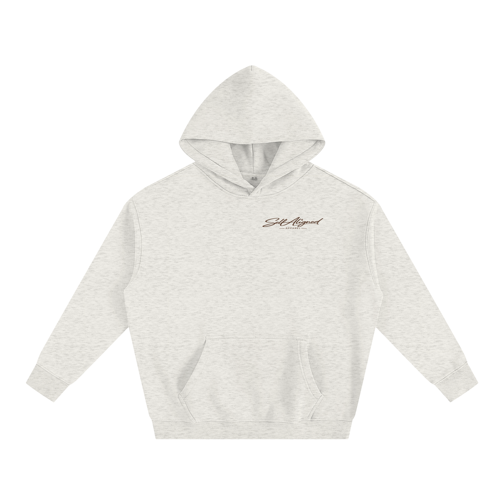 Listening to Myself First Hoodie — Brown Graphic - Front - Oat Gray