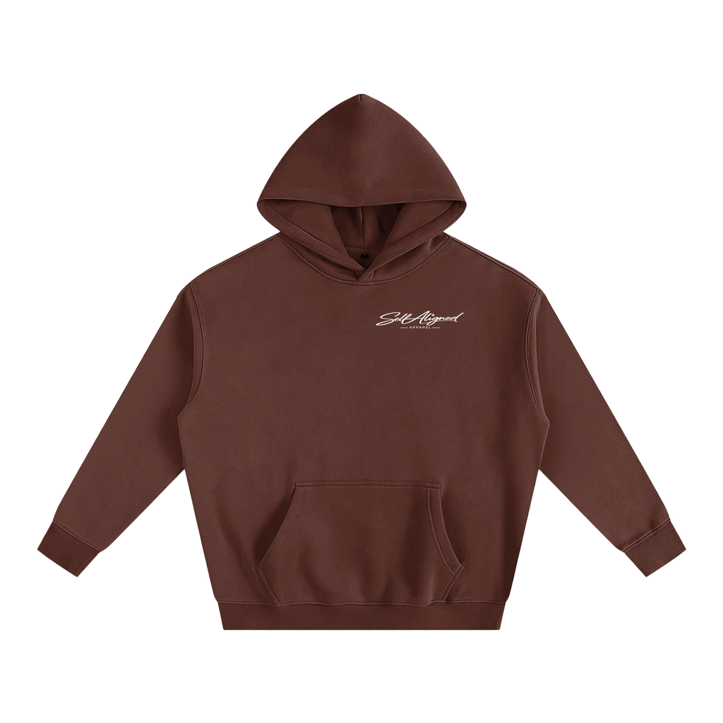 Listening to Myself First Hoodie — White Graphic - Front - Coffee