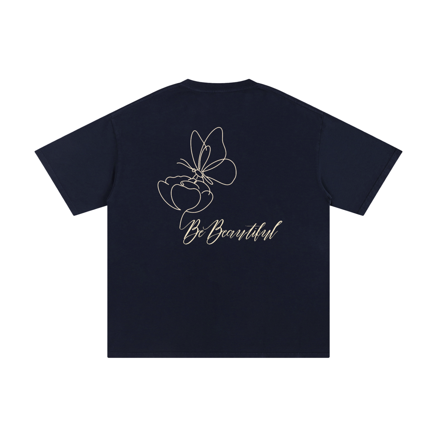 Be Beautiful Butterfly Tee - Back - Navy Blue