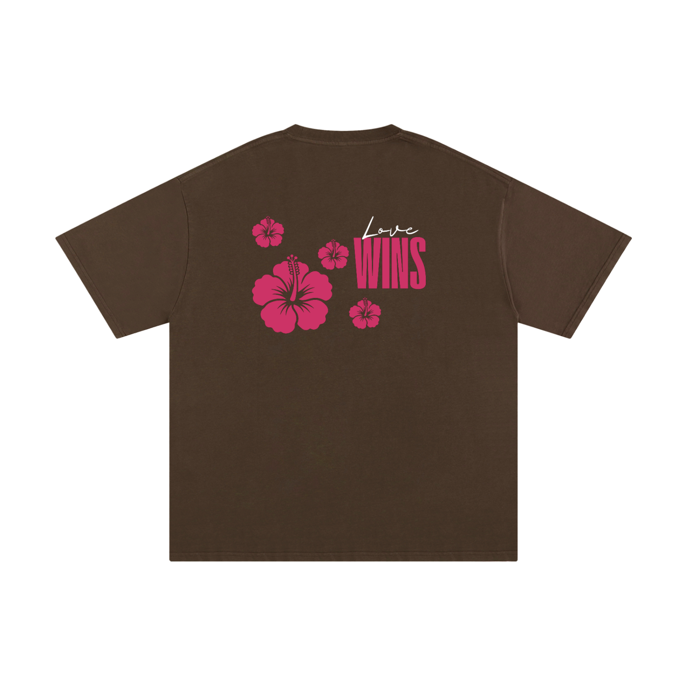 Love Wins Tee — White Lettering - Back - Coffee