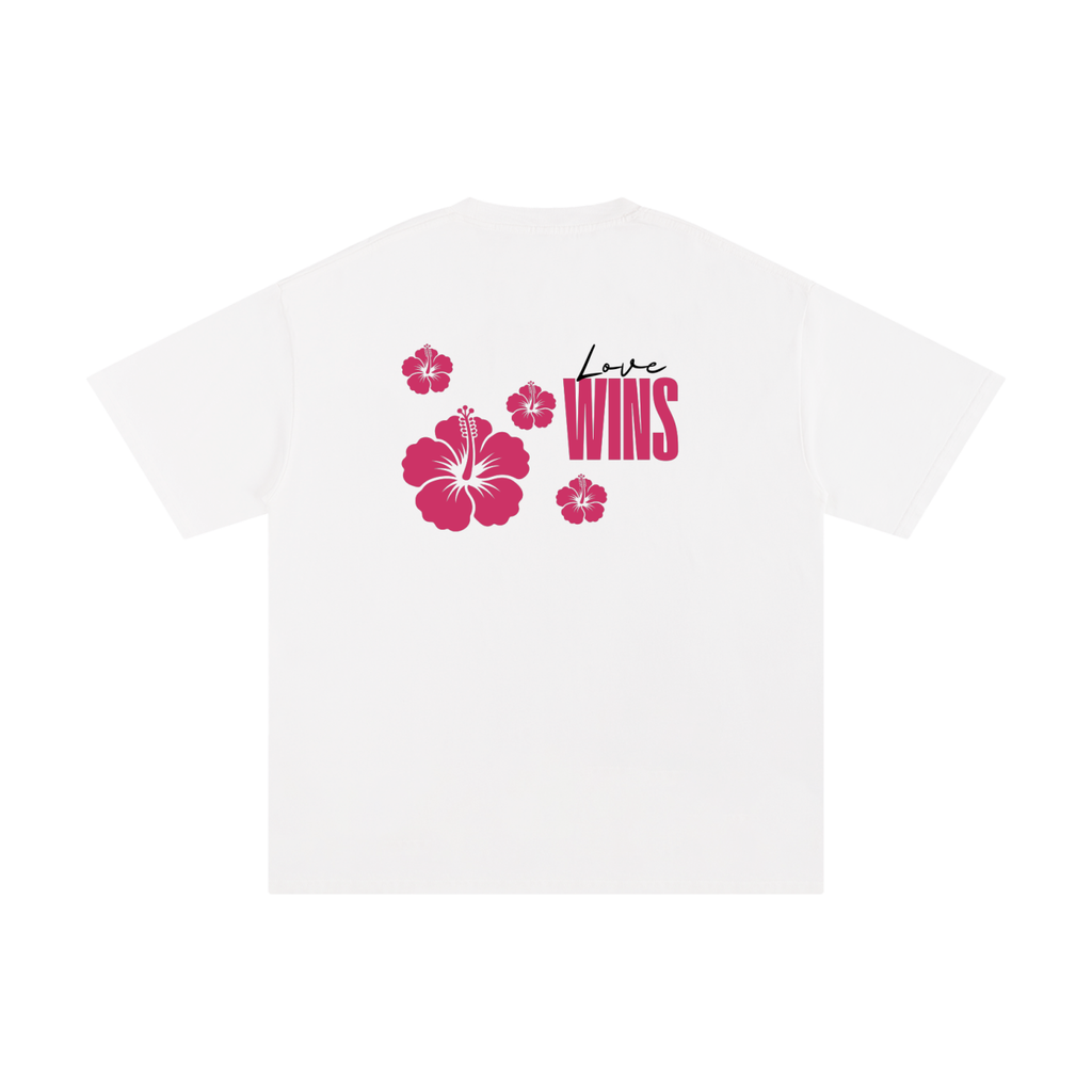 Love Wins,Hibiscus Floral Tee,Pink Floral T-Shirt,Pure Cotton T-Shirt,Inspirational Graphic Tee,Positive Message Shirt,Floral Graphic T-Shirt,Everyday Cotton Tee,Self Love Apparel,Premium Clothing
