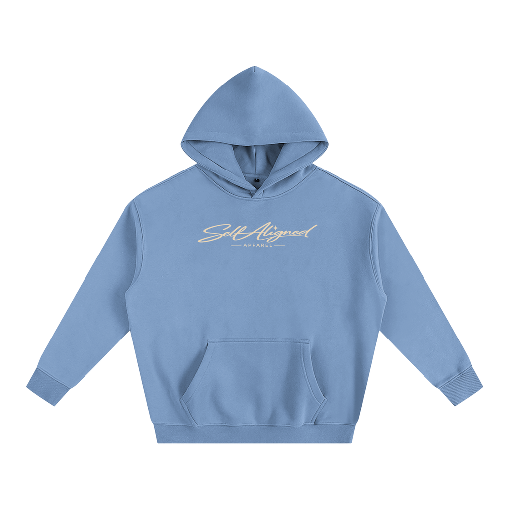 Self Aligned Script Logo Hoodie - Front - Medium Blue