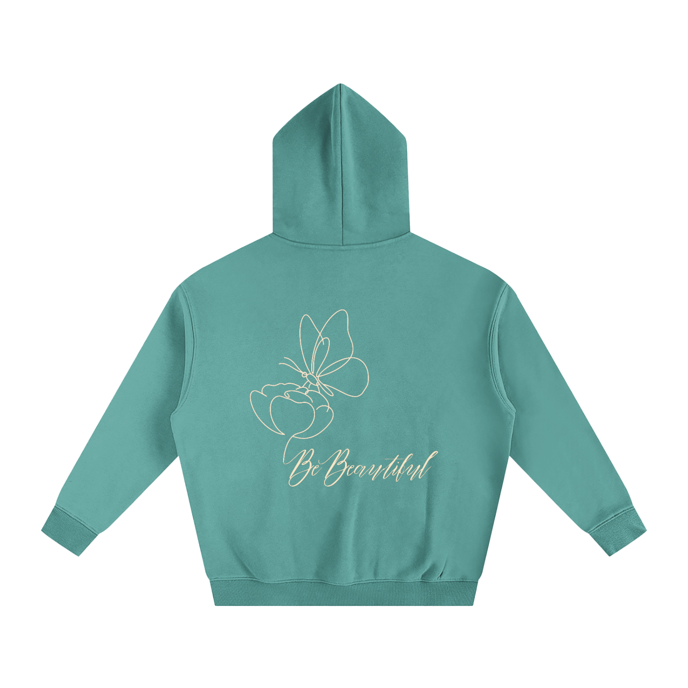 Be Beautiful Butterfly Hoodie - Back - Medium Green