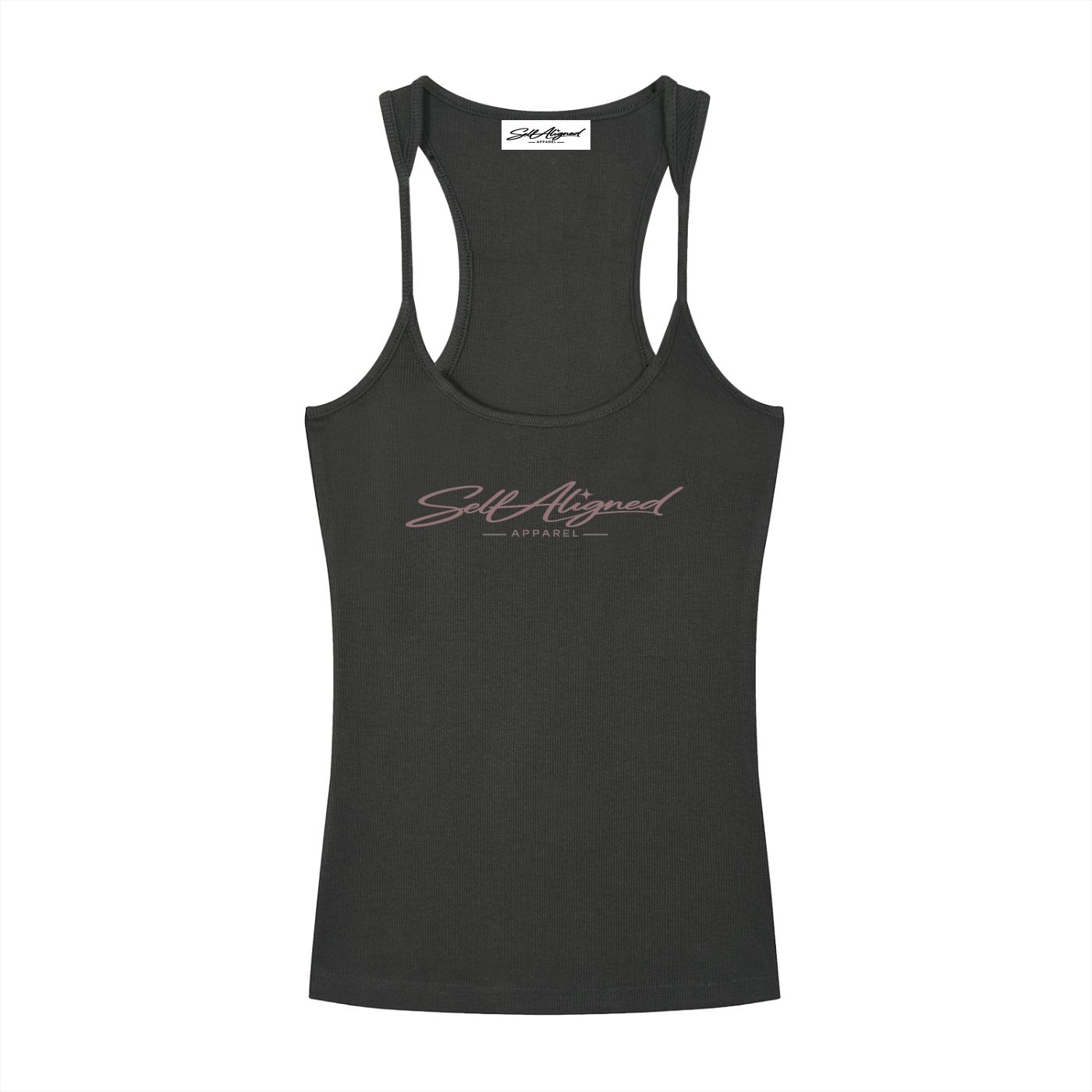 Self Aligned Ribbed Racerback Tank - Front - Dark Gray