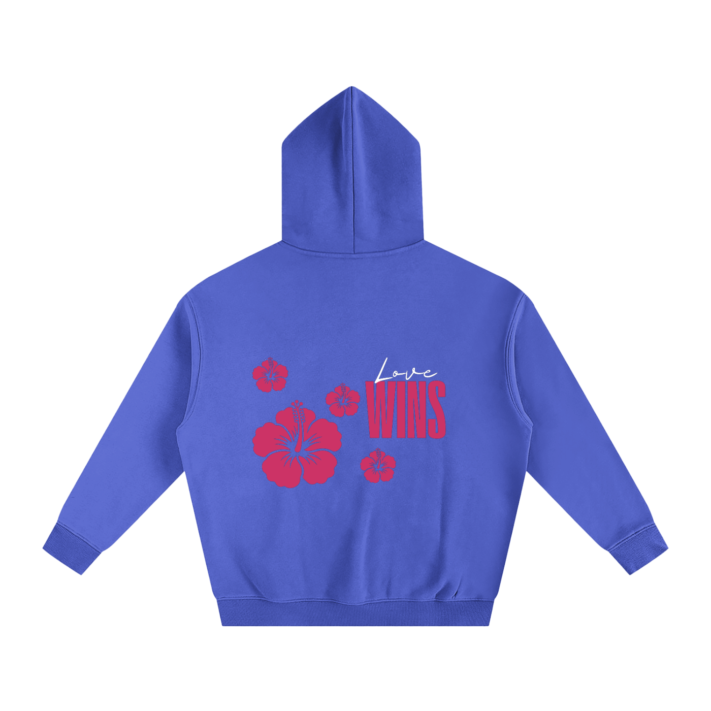 Love Wins Hoodie — White Lettering - Back - Klein Blue
