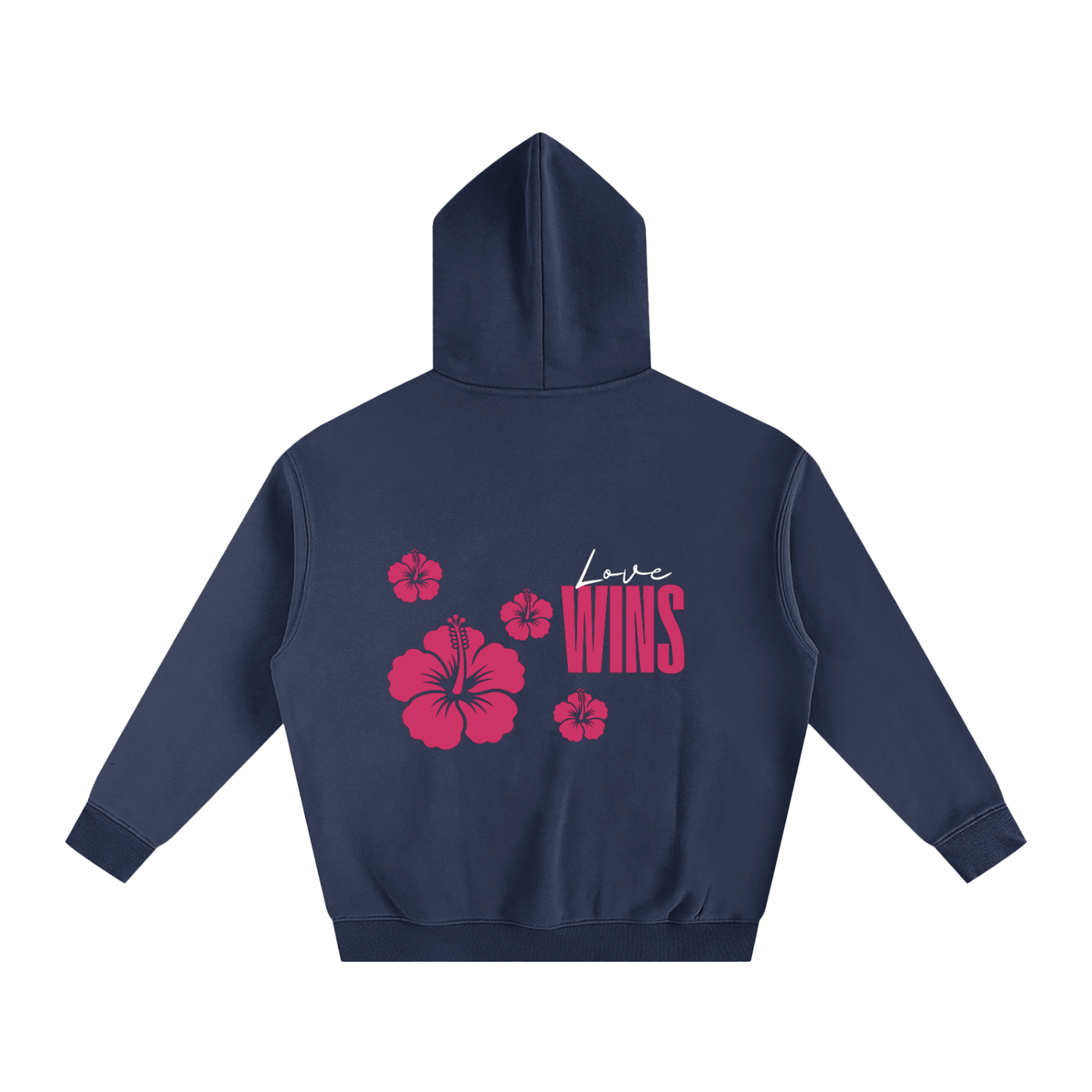 Love Wins Hoodie — White Lettering - Back - Navy Blue