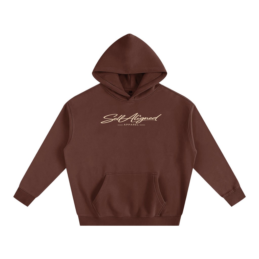 Self Aligned Script Logo Hoodie - Front - Coffee