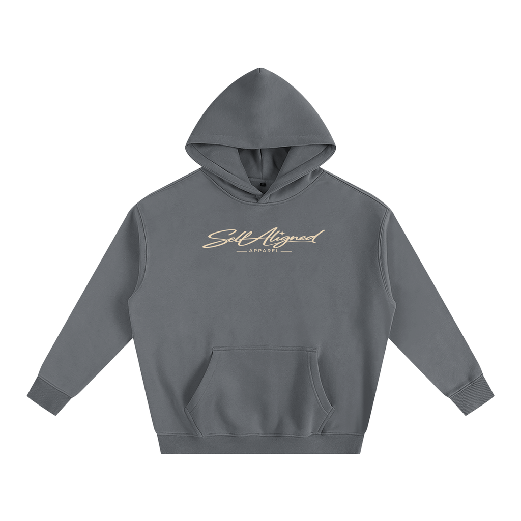 Self Aligned Script Logo Hoodie - Front - Gray