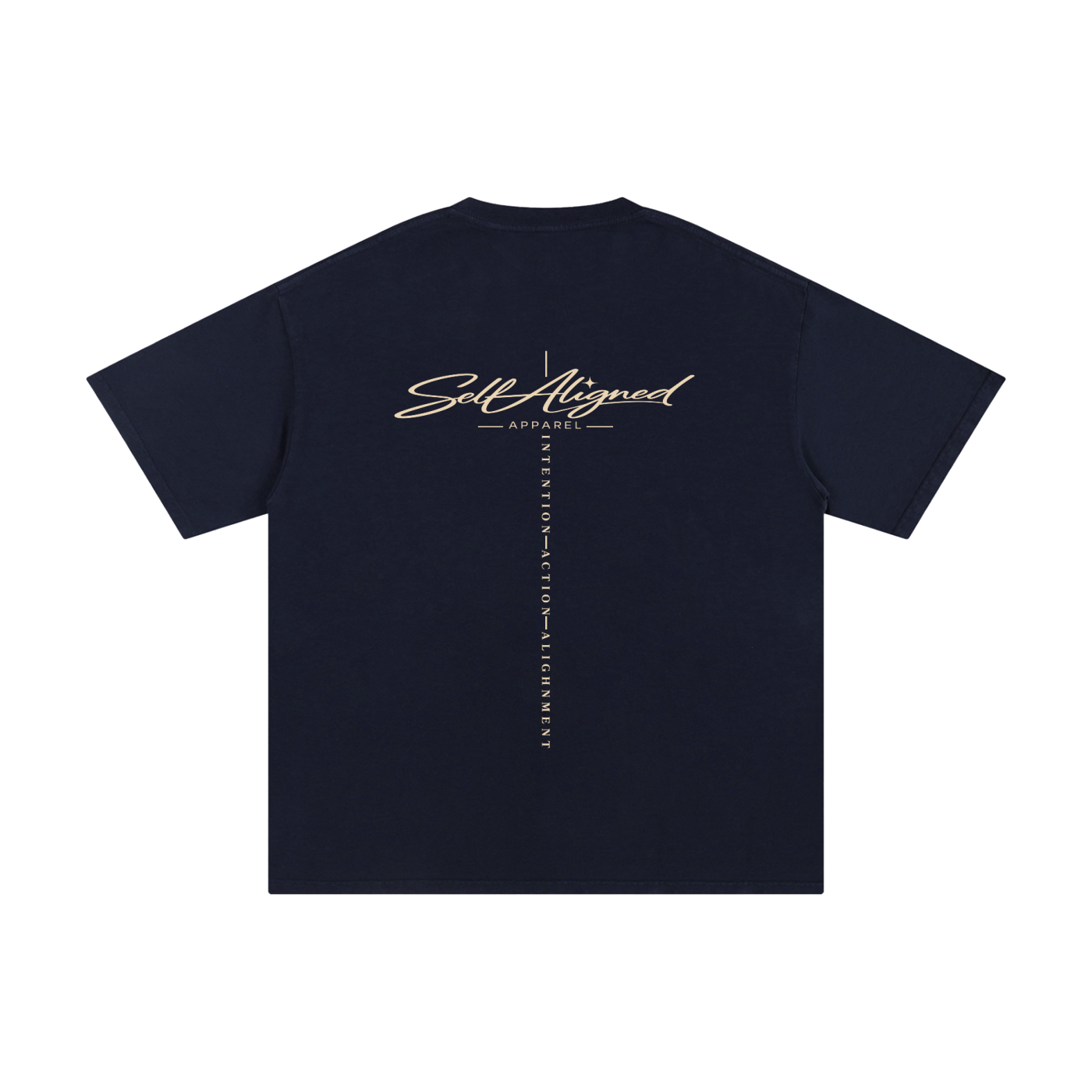 Self Aligned Script Brand Tee - Back - Navy Blue