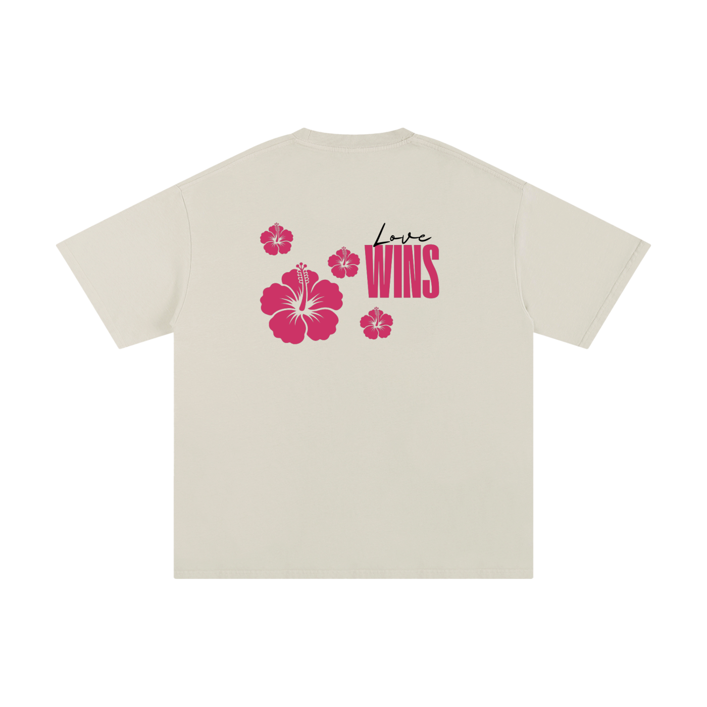 Love Wins Tee — Black Lettering - Back - Apricot