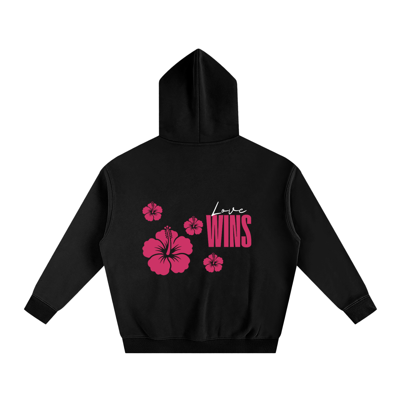 Love Wins Hoodie — White Lettering - Back - Black