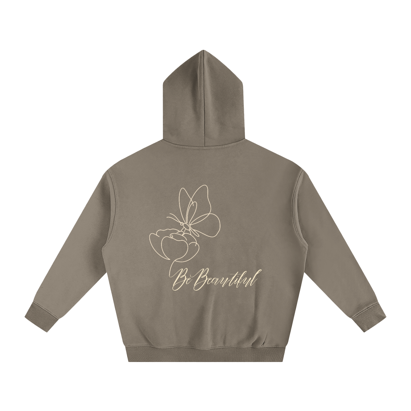 Be Beautiful Butterfly Hoodie - Back - Gray Coffee