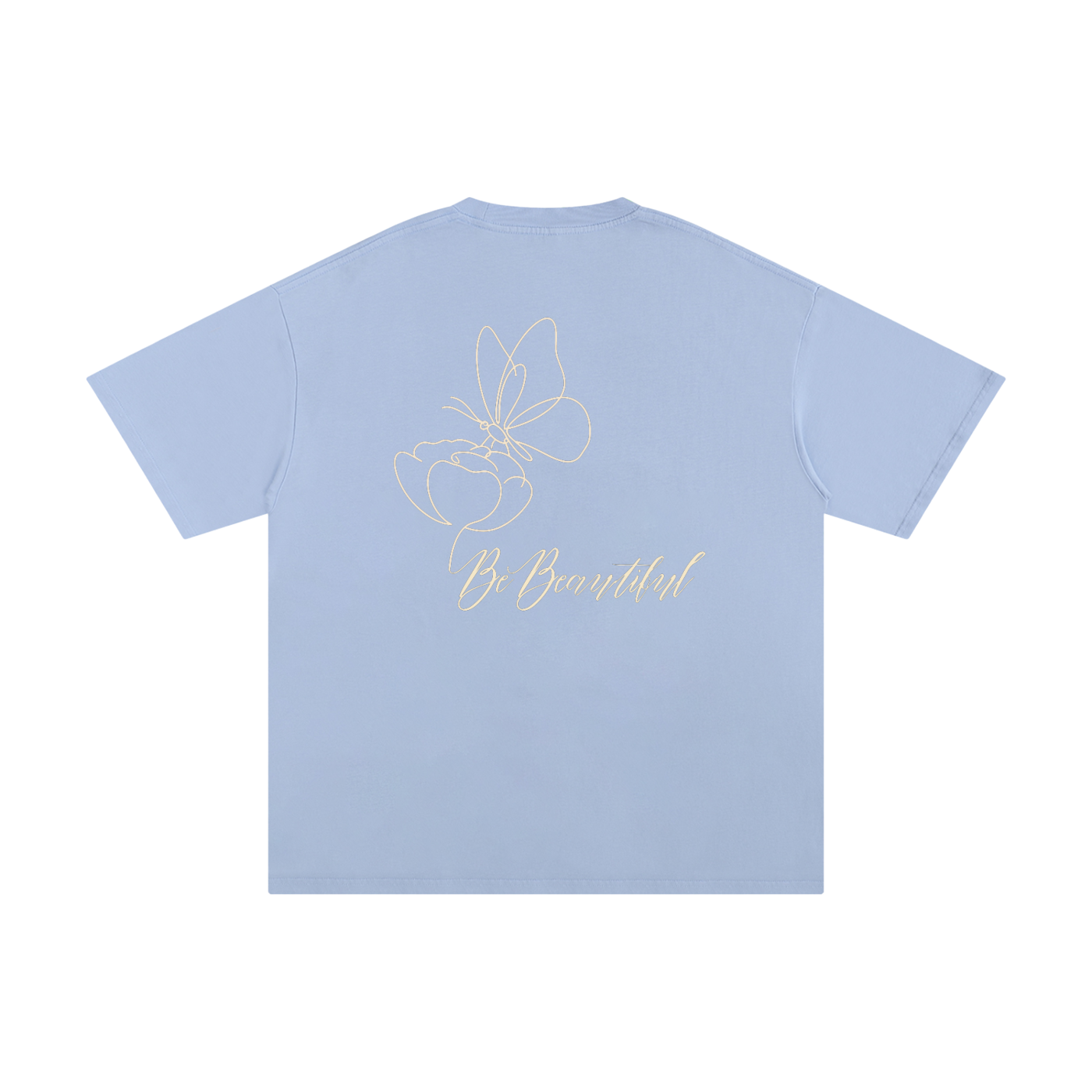 Be Beautiful Butterfly Tee - Back - Sky Blue