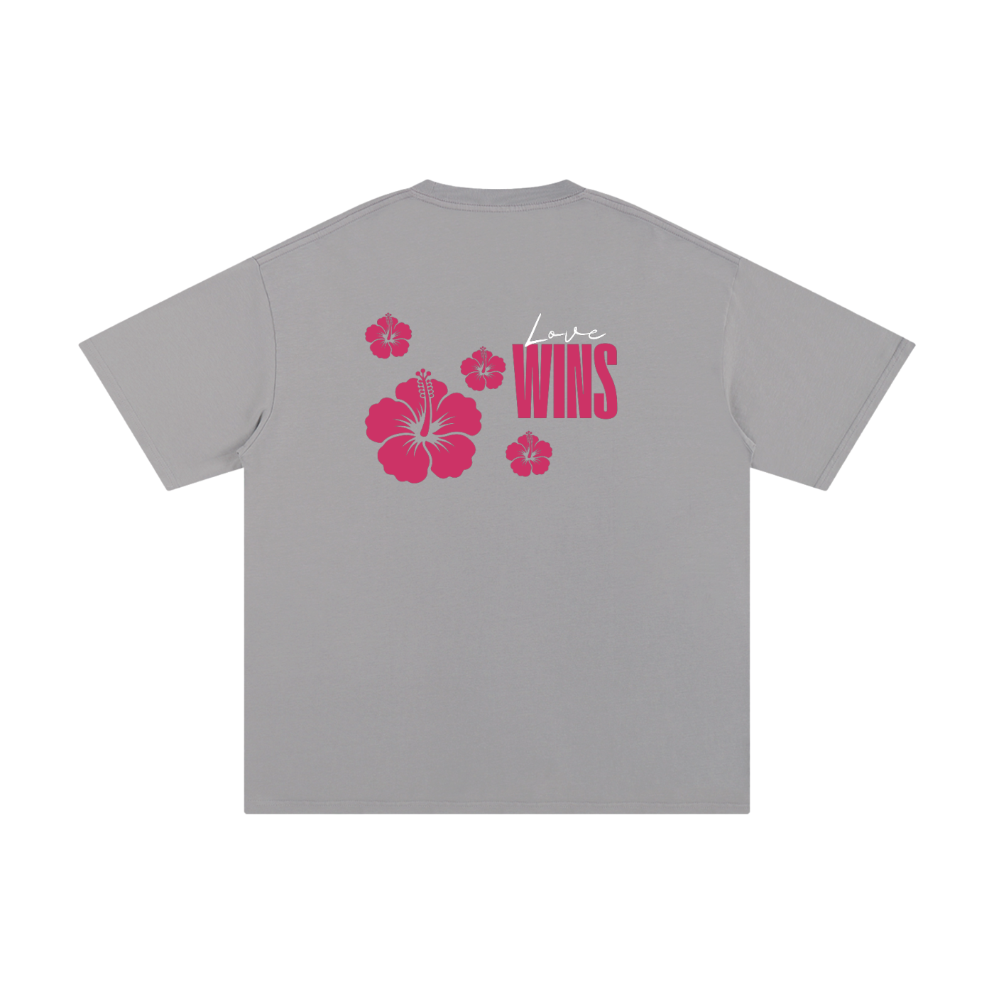 Love Wins Tee — White Lettering - Back - Light Gray