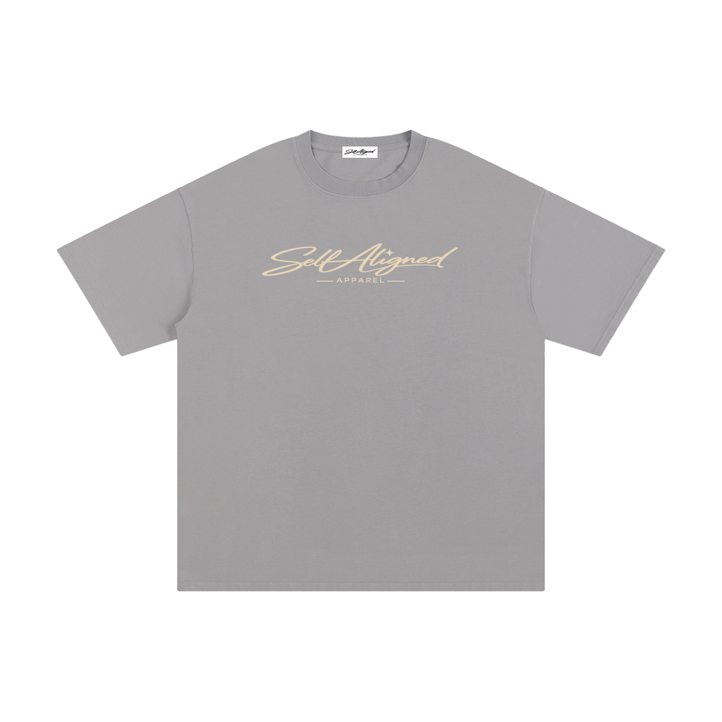 Self Aligned Apparel,Aligned Since Day One,Minimal Script Logo,Unisex Cotton Tee,Pure Cotton T-Shirt,Premium Everyday Tee,Minimalist Streetwear,Intentional Apparel,Logo Graphic Tee,Statement T-Shirt